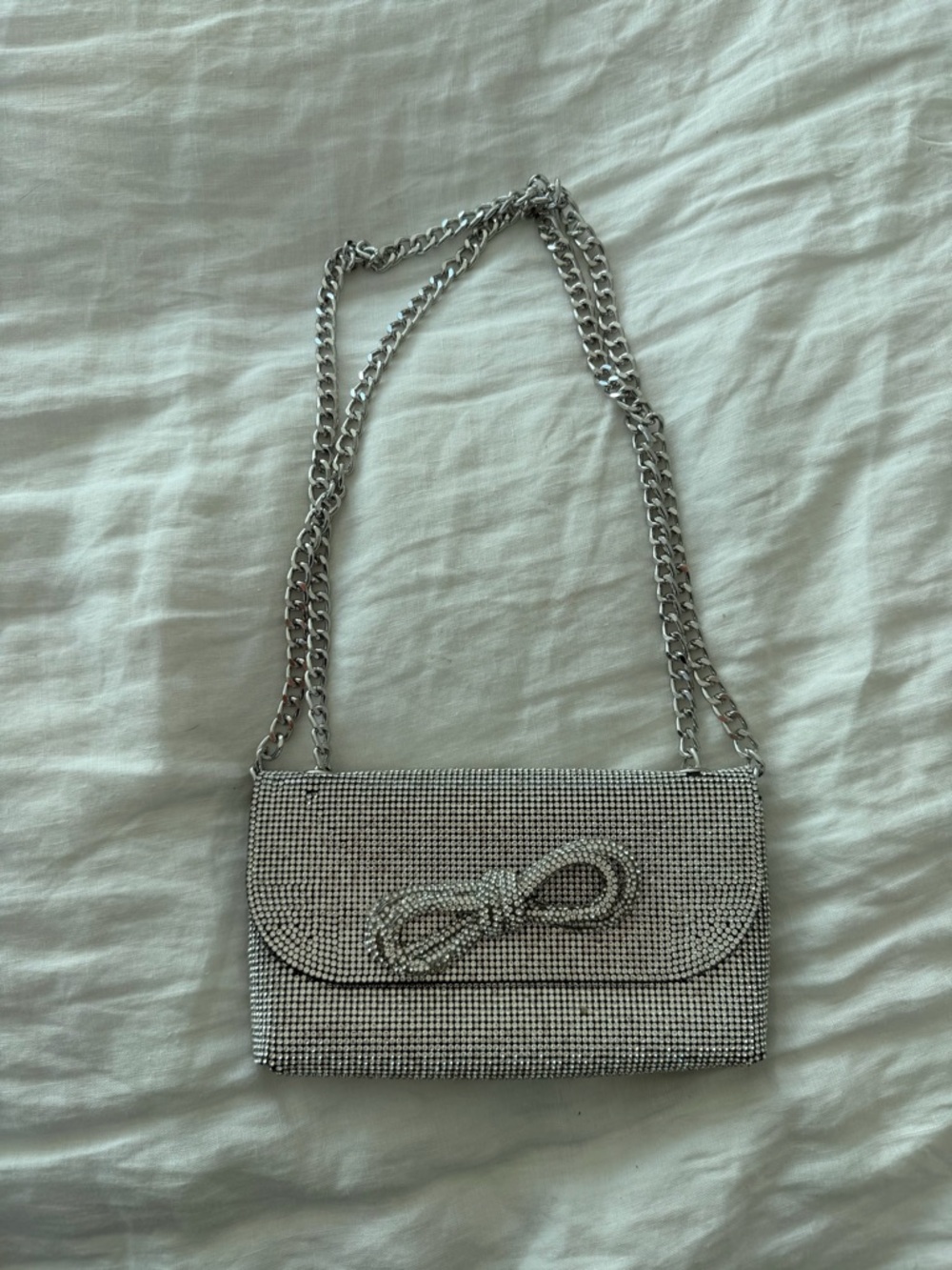 Silver Crystal Chain Shoulder Bag